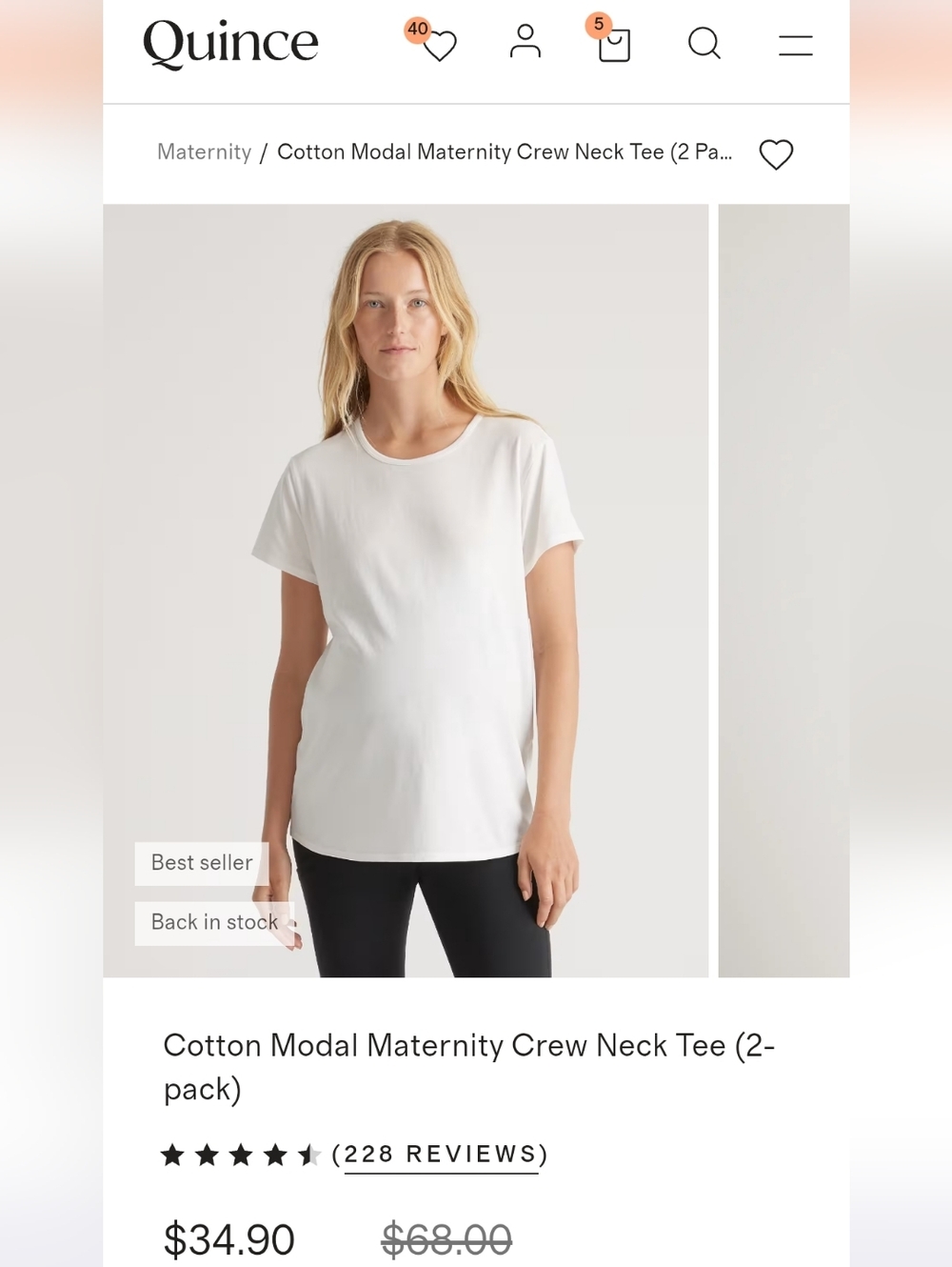 Quince Cotton Modal Maternity Top Set In Medium